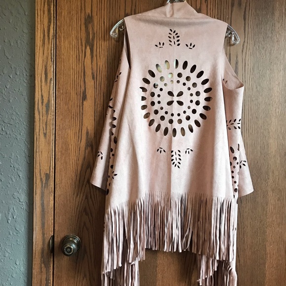 LaBellum Hillary Scott Pink Fringe Vest M/L - Picture 4 of 5